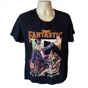 CAPTAIN FANTASTIC ELTON JOHN‎ BLACK TSHIRT Size large